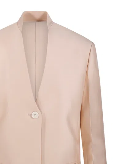 Sandbeige Button Single-breasted Blazer In Pink