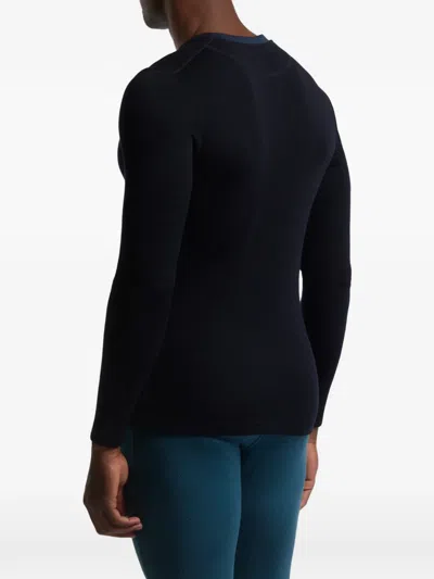 Rewoolution Waffle Crew Neck Performance Top In Blue