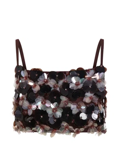 P.a.r.o.s.h Sequined Cropped Tank Top In Multi