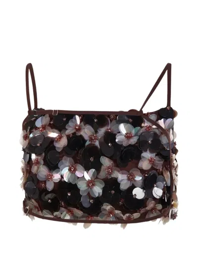 P.a.r.o.s.h Sequined Cropped Tank Top In Multi