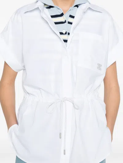 Panicale Drawstring Pocket Shirt In White