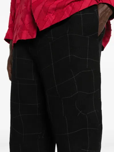 Pre-owned Issey Miyake Patchwork Check Trousers In Black