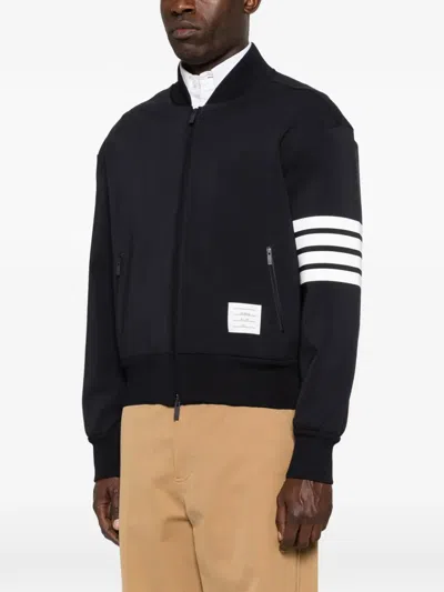 Thom Browne Classic Loopback 4-bar Bomber Men In Blue