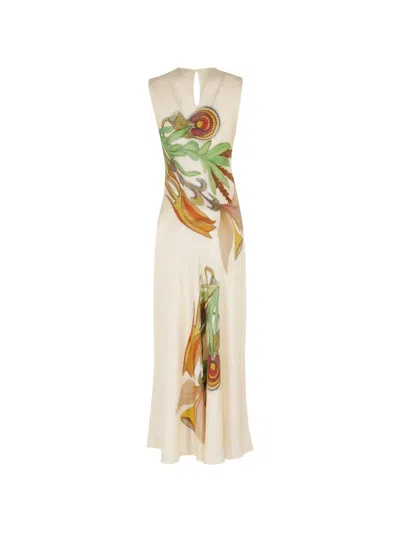 Ulla Johnson Gaea Paneled Printed Silk-satin Midi Dress In Neutral