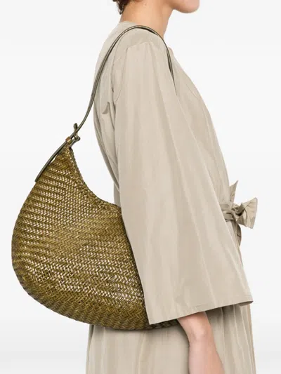 Dragon Diffusion Luna Mezza Woven Shoulder Bag In Green