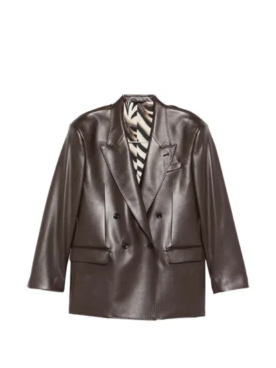 Eraldo Double-breasted Blazer In Brown