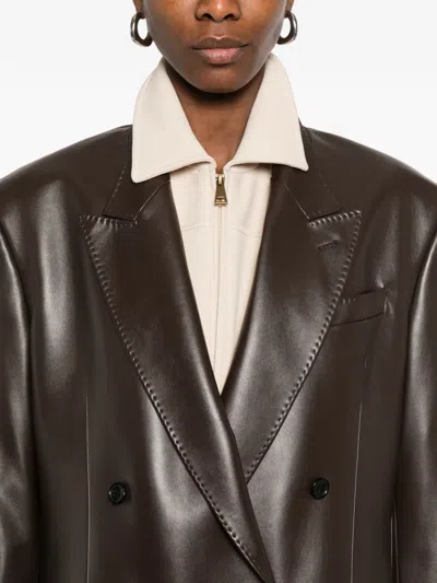 Eraldo Double-breasted Blazer In Brown