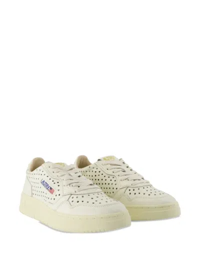 Autry White Medalist Perforated Leather Sneakers In Multi