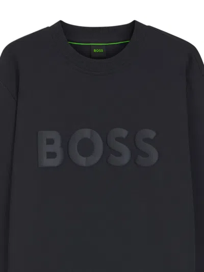 Hugo Boss Tonal-logo Sweatshirt In Stretch Cotton In Black