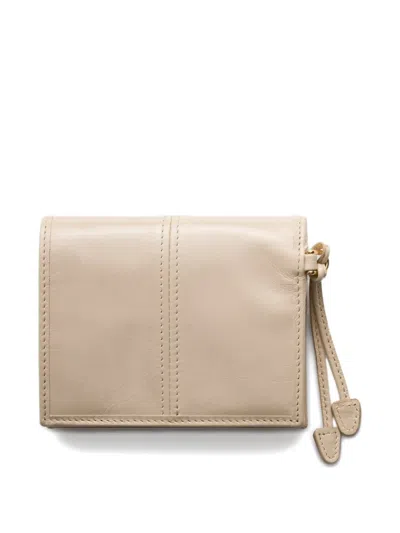 Prada Small Leather Wallet In Neutral