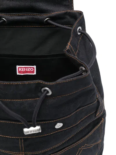Kenzo Logo-patch Backpack In Blue