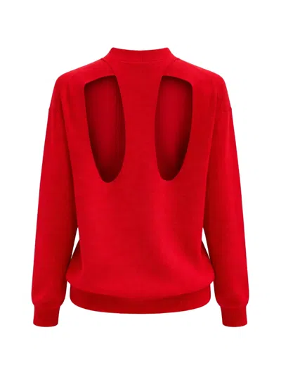 Tibi Anna Merino Wool Cut Out Racerback Pullover Red In Red