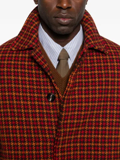 Pre-owned Marni 2017 Houndstooth Wool Coat In Red