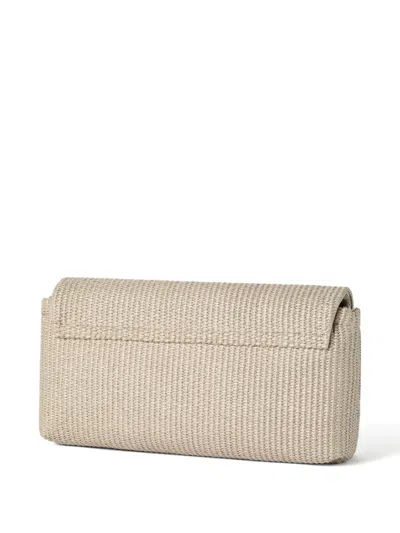Brunello Cucinelli Sartorial Clutch Bag In Techno Raffia In Neutral