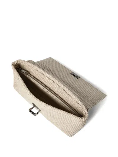 Brunello Cucinelli Sartorial Clutch Bag In Techno Raffia In Neutral