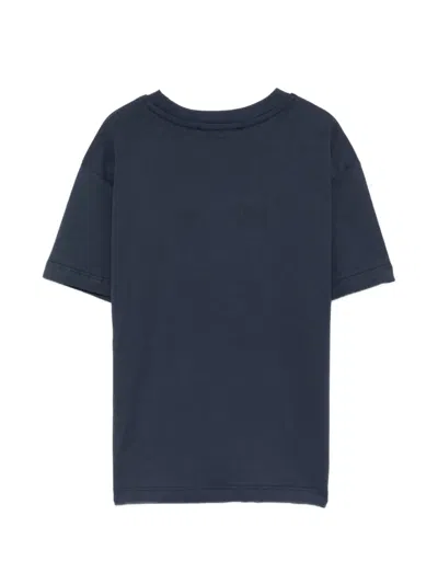 Msgm Logo-embroidered T-shirt In Blue