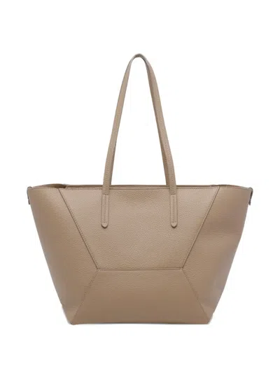 Brunello Cucinelli Shoulder Bag Structured Shape Double Handles In Neutral