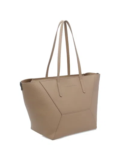Brunello Cucinelli Shoulder Bag Structured Shape Double Handles In Neutral
