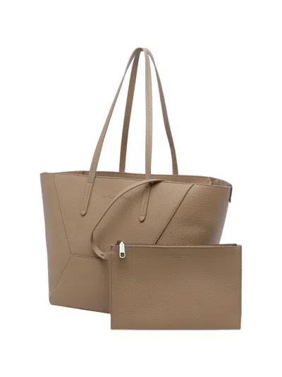 Brunello Cucinelli Shoulder Bag Structured Shape Double Handles In Neutral