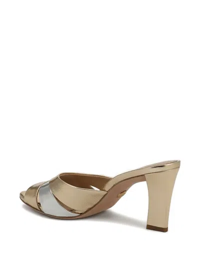 Veronica Beard Cassiel Dressel Metallic Leather Caged Mule Sandals In Gold