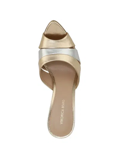 Veronica Beard Cassiel Dressel Metallic Leather Caged Mule Sandals In Gold