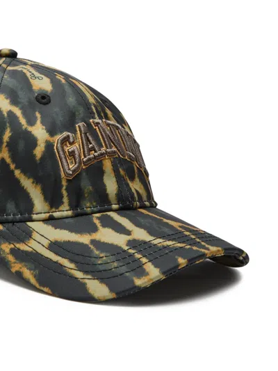 Ganni Logo Print Cap In Multi