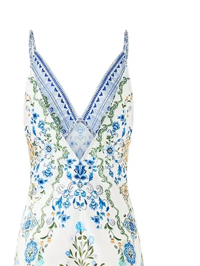 Camilla Crystal-embellished Floral-print Silk-satin Maxi Dress In Blue
