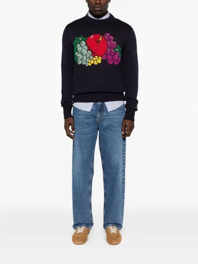 Date Fruit Print Sweater In Blue