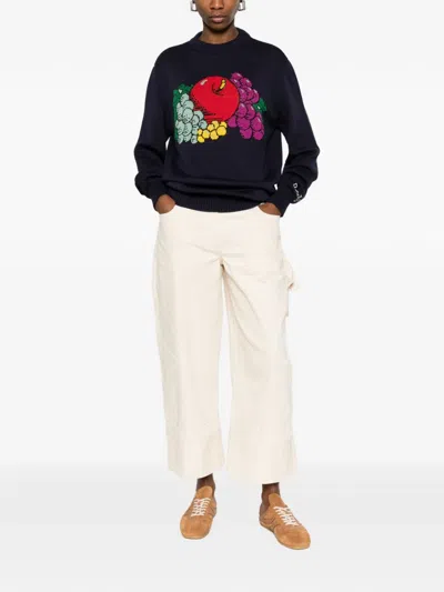 Date Fruit Print Sweater In Blue