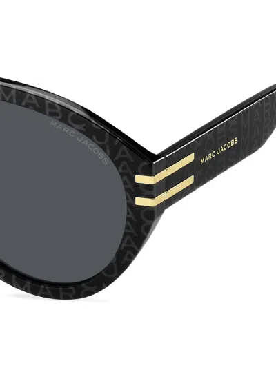 Marc Jacobs Logo-patterned Pilot-frame Sunglasses In Black