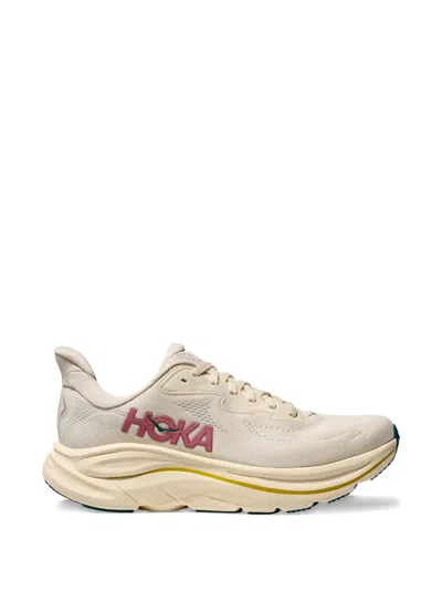 Hoka Clifton 10 Rubber-trimmed Jacquard-mesh Sneakers In Neutral
