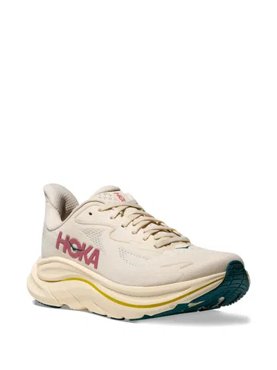 Hoka Clifton 10 Rubber-trimmed Jacquard-mesh Sneakers In Neutral