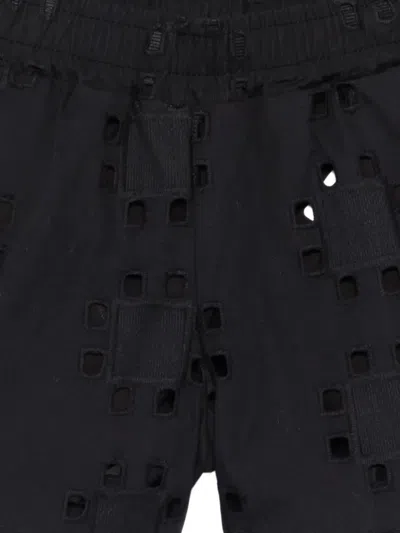 Msgm Perforated Shorts In Black