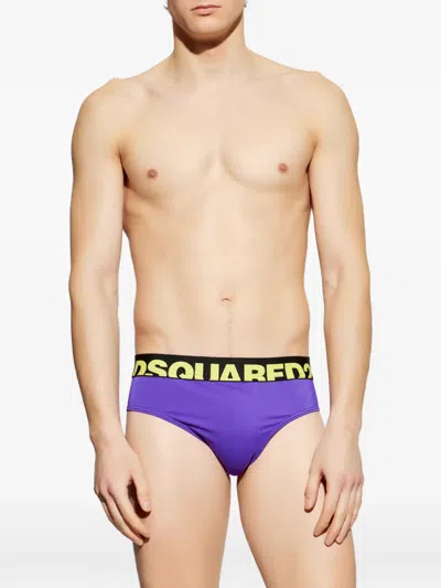 Dsquared2 Logo-waistband Swimming Trunks In Blue