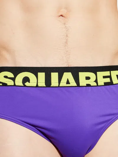 Dsquared2 Logo-waistband Swimming Trunks In Blue
