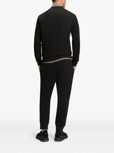 Hugo Boss Tonal-logo Sweatshirt In Stretch Cotton In Black