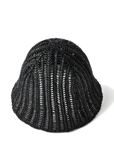Brunello Cucinelli Techno Raffia Bucket Hat In Black