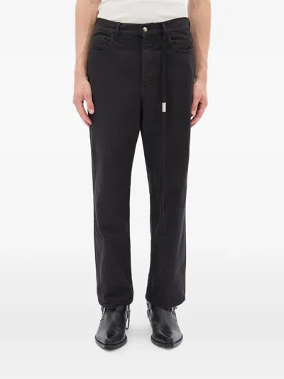Ann Demeulemeester Herme 5 Pockets Slim Fit Cropped Trousers Denim In Black
