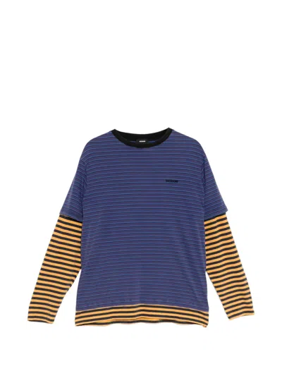 We11 Done Layered Stripe Long-sleeve T-shirt In Blue