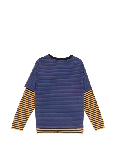 We11 Done Layered Stripe Long-sleeve T-shirt In Blue