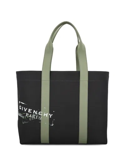 Givenchy Large Canvas Tote Bag Rectangular Handles In Black