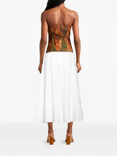 Msgm Ruffled Mid Skirt In White