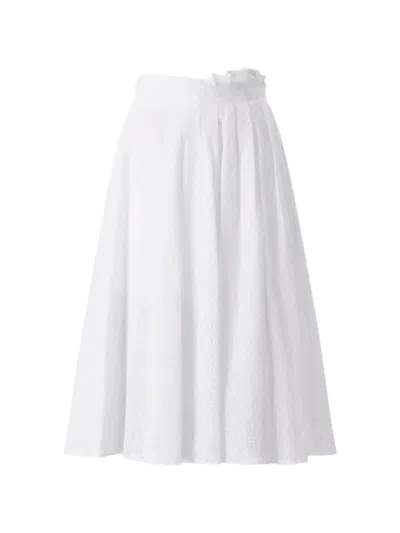 Msgm Ruffled Mid Skirt In White