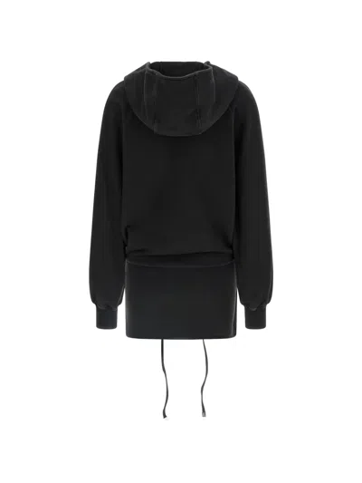 Attico Hooded Wrap Dress Long Sleeves Drawstring In Black