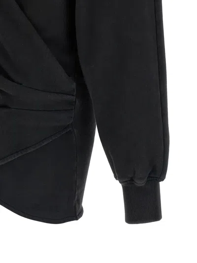 Attico Hooded Wrap Dress Long Sleeves Drawstring In Black