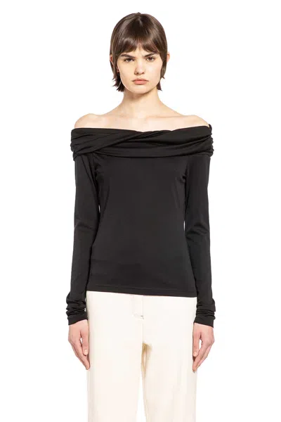 Max Mara Off-the-shoulder Wool Top In Black