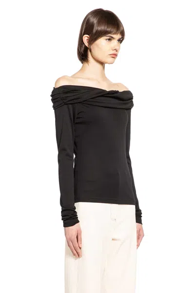 Max Mara Off-the-shoulder Wool Top In Black