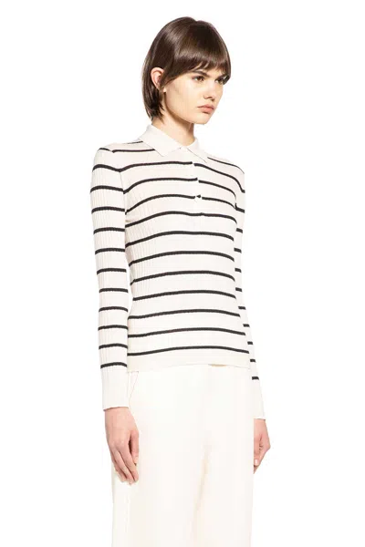 Max Mara Gitano Cashmere Silk Striped Collared Sweater In Yellow
