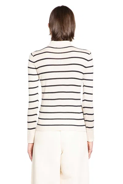 Max Mara Gitano Cashmere Silk Striped Collared Sweater In Yellow