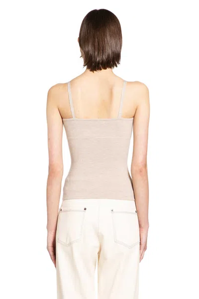 Max Mara Fitted Knit Top Soft Texture Spaghetti Straps In Neutral